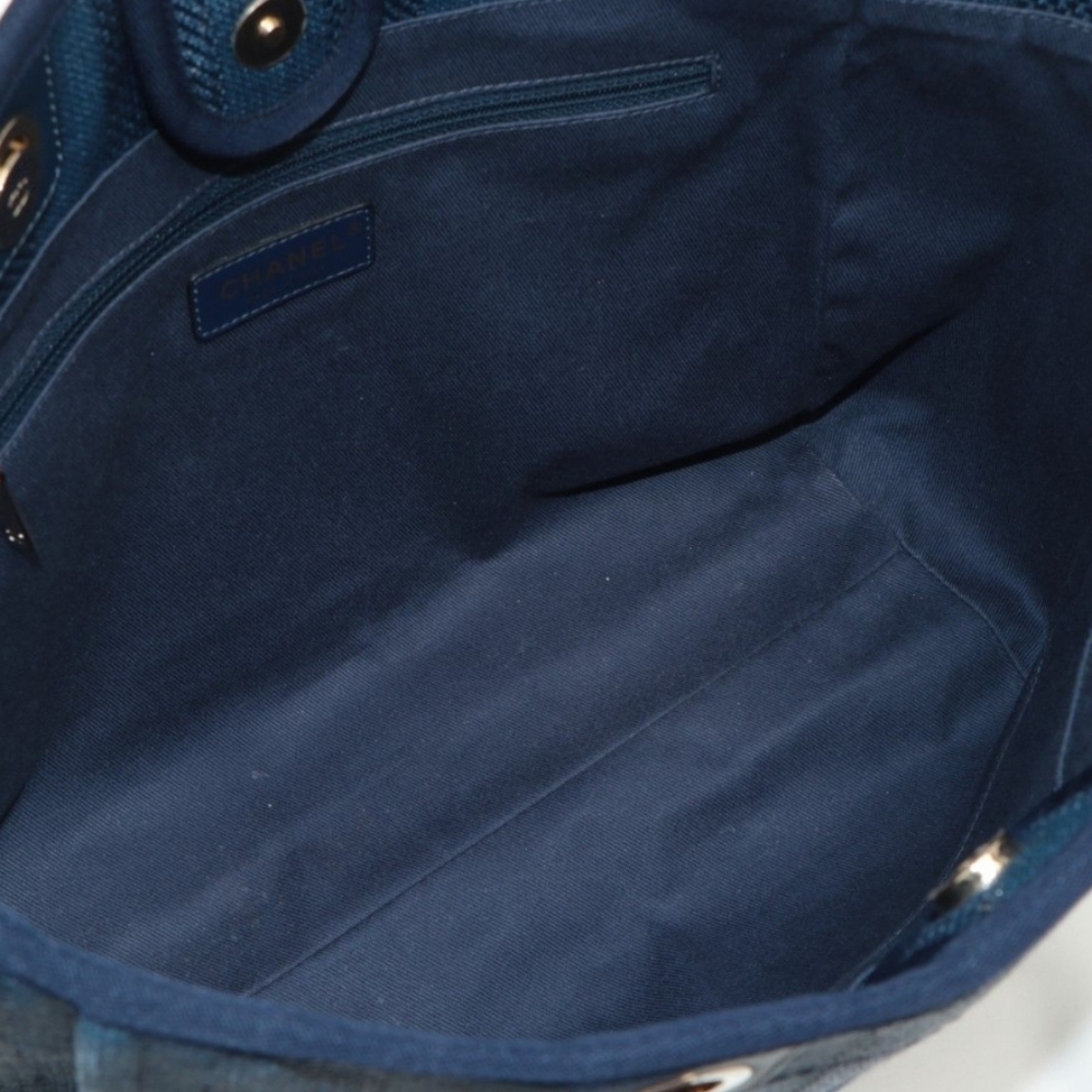 Chanel Mixed Fibers Striped Small Deauville Tote Navy Blue - Picture 7 of 9